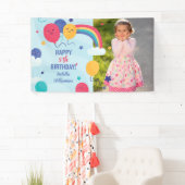 Happy Birthday Rainbow Balloons Aangepaste foto te Spandoek (Insitu)