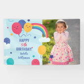 Happy Birthday Rainbow Balloons Aangepaste foto te Spandoek (Horizontaal)