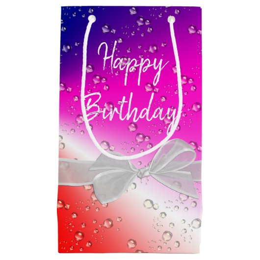 Happy Birthday Rainbow Bubbles Klein Cadeauzakje (Voorkant)