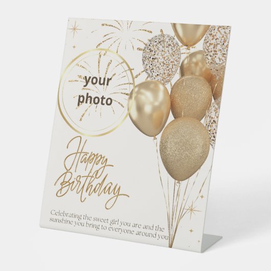 happy birthday reclamebord met voetstuk (Voorkant)