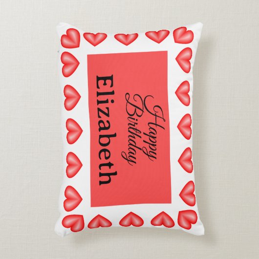 Happy Birthday Rectangle hart lijst aangepaste naa Accent Kussen (Voorkant(Verticaal))