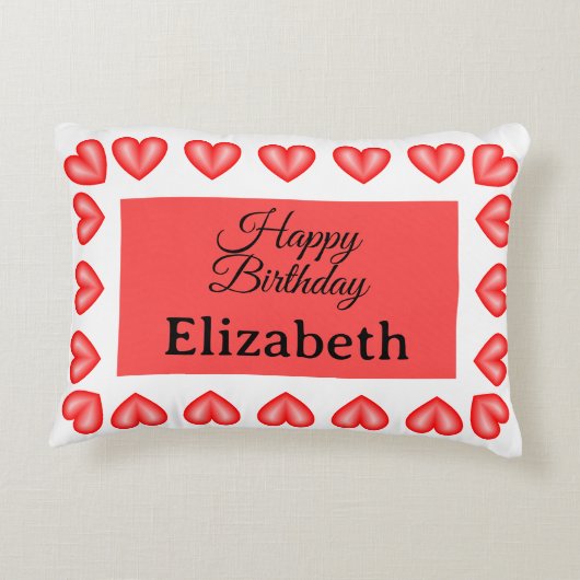 Happy Birthday Rectangle hart lijst aangepaste naa Accent Kussen (Achterkant)