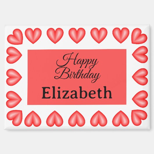 Happy Birthday Rectangle hart lijst aangepaste naa Magneet (Voorkant)