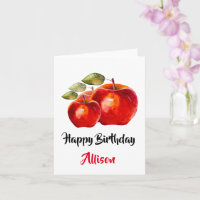 Happy Birthday Red Apple Waterverf Kaart