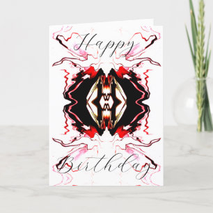 Happy Birthday Red Black White — Abstracte ventila Kaart