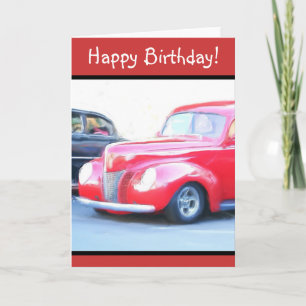Happy Birthday Red Classic car wenskaart Kaart