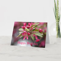 Happy Birthday Red Crab Apple Flowers Kaart