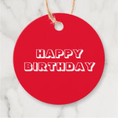 Happy Birthday red en white modern bold Bedankjes Labels (Voorkant)