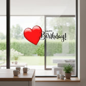 Happy Birthday Red Heart Window Cling Raamsticker