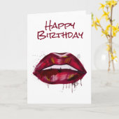 Happy Birthday Red Lips Driving Kaart (Gele Bloem)