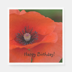 Happy Birthday Red Poppy Servet
