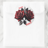 Happy Birthday Red Roses Ronde Sticker (Tas)