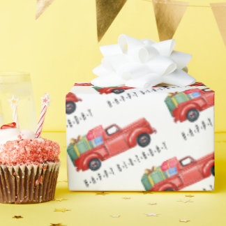 Happy Birthday Red Truck en Gifts Wrapping Paper Cadeaupapier