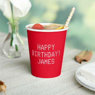 Happy Birthday red white douanenaam modern schatti Papieren Bekers