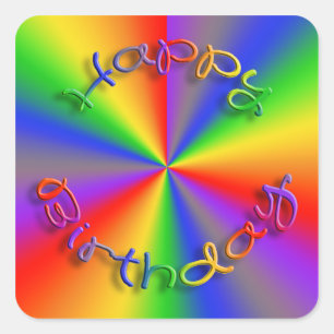Happy Birthday Regenboog Stickers Plein