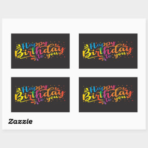 Happy Birthday - regenboogkleuren Birthday Rechthoekige Sticker