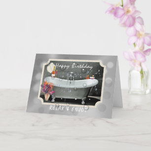 Happy Birthday Relax en Geniet van bubble Kaart