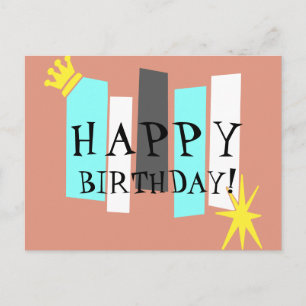 Happy Birthday Retro Atomic Art Panel Briefkaart