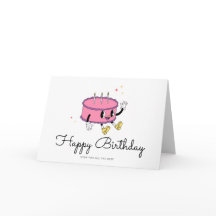Happy Birthday Retro Cake Wenskaart