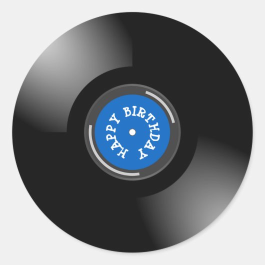 Happy Birthday Retro Vinyl Album Record Stickers (Voorkant)