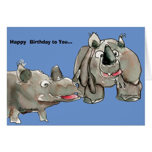 Happy Birthday Rhino Cartoon (Voorkant Horizontaal)
