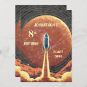 Happy Birthday Rocket Space Fun Universe Card (Voorkant / Achterkant)