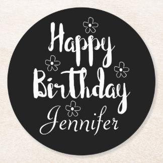 Happy Birthday Ronde Kartonnen Onderzetter
