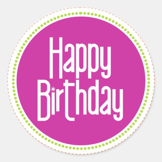 Happy Birthday Ronde Sticker (Voorkant)
