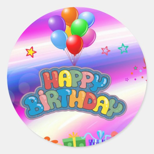 Happy Birthday Ronde Sticker (Voorkant)