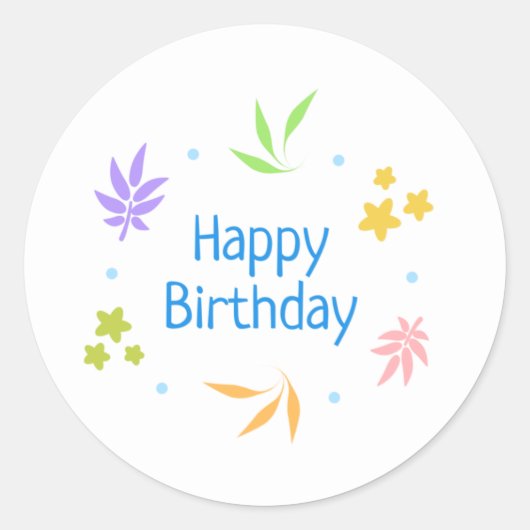Happy Birthday Ronde Sticker (Voorkant)