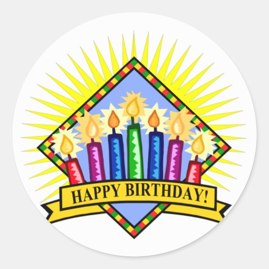 Happy Birthday Ronde Sticker (Voorkant)