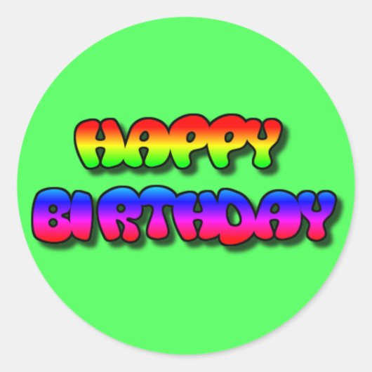 Happy Birthday Ronde Sticker (Voorkant)