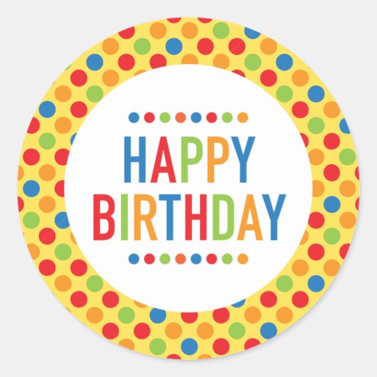 Happy Birthday Round Sticker (Voorkant)