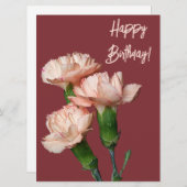 Happy birthday roze anjer bloemenboho feestdagenkaart (Voorkant / Achterkant)