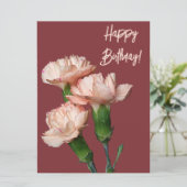 Happy birthday roze anjer bloemenboho feestdagenkaart (Staand voorkant)