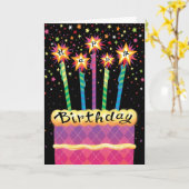 Happy Birthday roze Cake Kaart (Gele Bloem)