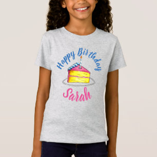 Happy Birthday roze Cake Slice Candle Party Favor T-shirt