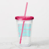 Happy Birthday roze crème donuts blauw Acryl Drinkbeker (Achterkant)