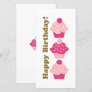 Happy Birthday Roze Cupcake-kaart