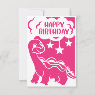 Happy Birthday roze Dinosaur Wenskaart Bedankkaart