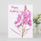 Happy Birthday  roze eenvoudige bloem Feestdagenkaart (Staand voorkant)