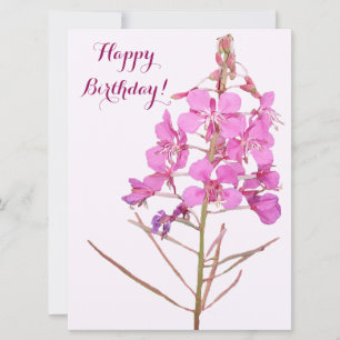 Happy Birthday  roze eenvoudige bloem Feestdagenkaart