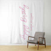 Happy Birthday roze en White Modern Script Wandkleed (In situ)