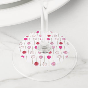 Happy Birthday roze Frosted Cake Poppen Party Wijnglaslabel