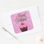 Happy Birthday Roze Glitter Cupcake Stickers (Envelop)