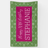 Happy Birthday - roze groen gepatterd Spandoek (Verticaal)