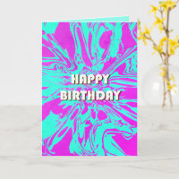 Happy Birthday roze Mint Green Psychedelic Flower