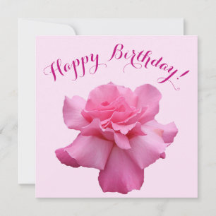 Happy Birthday roze roos stijlvol floraal plezier Feestdagenkaart