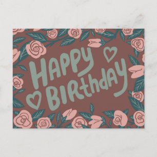 HAPPY BIRTHDAY Roze Rose Lijst Custom Briefkaart