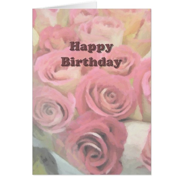Happy Birthday roze Roses (Voorkant)